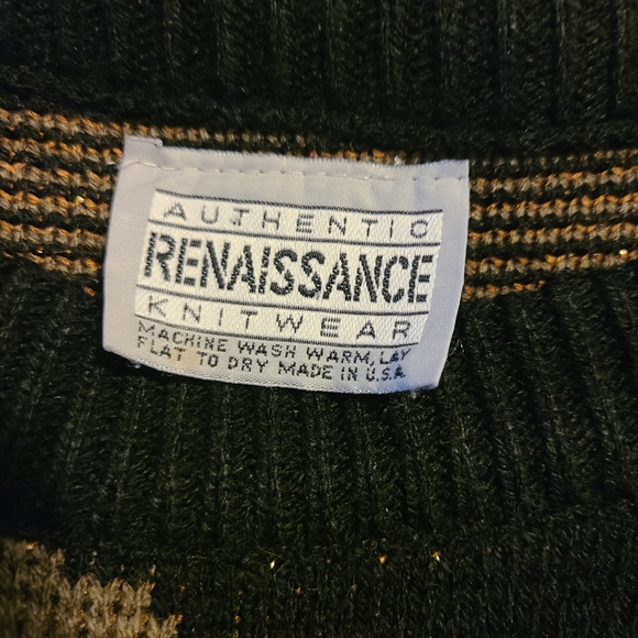 🔥VINTAGE 80s Authentic Renaissance Knitwear Metallic Leopard Oversized Sweater - Picture 9 of 10